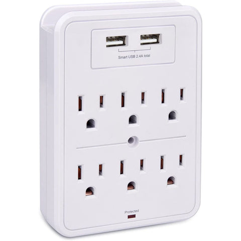 I/OMagic AC Power Surge Protector with Dual AC Outlets & USB Type-A Ports